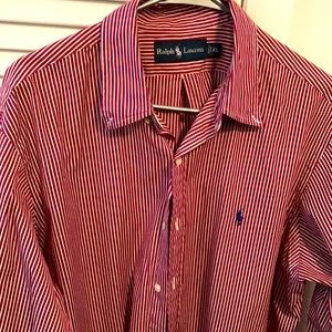 Ralph Lauren shirt. Red and White Pen stripes.